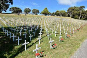 White Crosses - Fields of Remembrance, Salamanca Lawn, Wellington Botanic Gardens. Wellington, New Zealand on Tuesday 19 April 2016.
